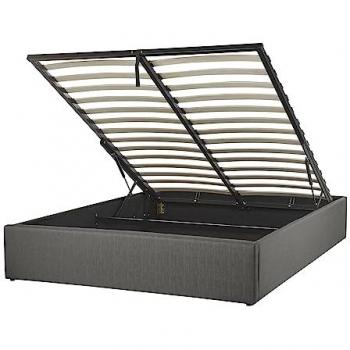 Cama matrimonial de almacenamiento tipo ottomana en tejido de poliéster gris 140x200 cm