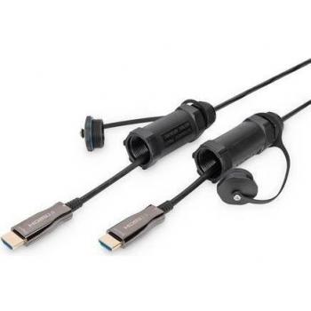 Digitus 15m Premium Highspeed HDMI AOC Cable with Protective Sleeve, Supports 4K 60Hz, Hybrid Copper/Fiber, IP68 Rated
