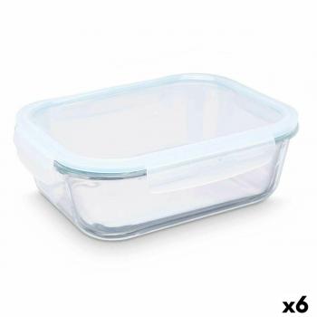 Fiambrera de Vidrio de Borosilicato Transparente con Silicona 2,2 L (Pack de 6)