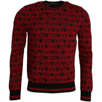 Dolce & Gabbana Red Black XOXO Crew Neck Pullover Sweater - IT52 | XL