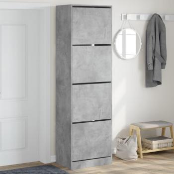 Zapatero 4 cajones abatibles hormigón gris 60x42x204 cm