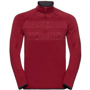 Odlo Carve Warm Kinship Jersey para Hombre, Hombre, 592902, Red Dahlia - Placed Print FW18, FR : S