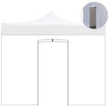 Telo Lateral Impermeable Blanco 4,5x2m con Puerta Enrollable para Gazebo Plegable 3x4,5m