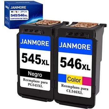 JANMORE Cartuchos de Tinta Remanufacturados para Canon 545 546 PG-545XL CL-546XL, Negro y Color, para Canon Pixma MG2550s MG3050 MG2950 MG2550 TS3150 TS3350 TS205 TS3450 Impresora