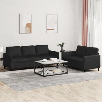 Juego de sofás con cojines 2 piezas cuero sintético negro Vidaxl 184436