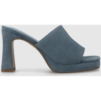 Mules de mujer en ante azul con plataforma Lodi