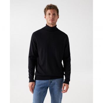 Jersey Punto Fino Cuello Alto Salsa Negro