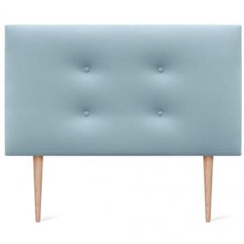Cabecero Tapizado de Polipiel Aqualine Celeste con 2 Hileras de Botones y Patas (105x105cm) para Camas 80/90/105 cm