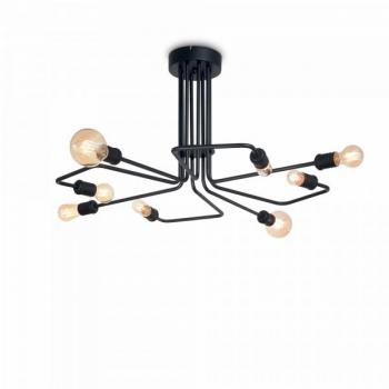 Plafón Triumph Black Metal 8 bombillas 41,5cm - Lámpara de techo interior Multi Arm 8 luces Negra, E27