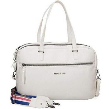 Pepe Jeans Eva Maletin para Portátil 15,6 Blanco 40x30x10 cms Piel Sintética