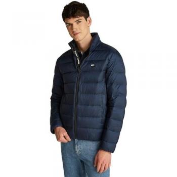 Tommy Jeans Men's Down Jacket with Logo Stitching, Size M - Casual, Navy Blue