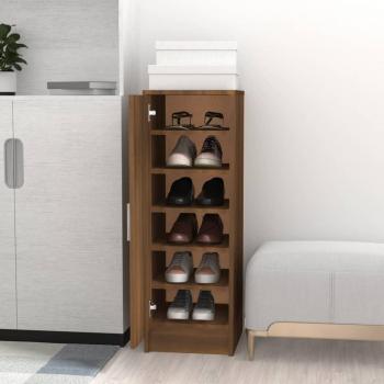 Mueble Zapatero 1 Puerta 6 Compartimentos Roble Oscuro 92X32x35 Cm