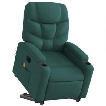 Sillón masaje eléctrico reclinable elevable tela verde oscuro