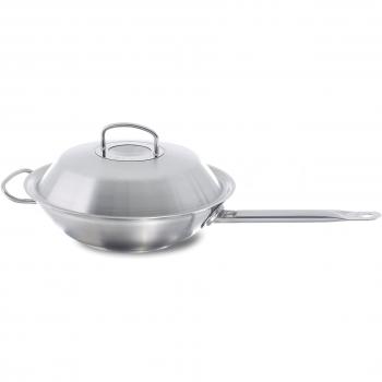 Wok de acero inoxidable 30cm con tapa metálica y apto para inducción - Fissler Original Profi