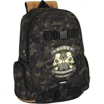 Tony Hawk Day Pack Multibolsillos Porta Skate, Color Gris/Marrón