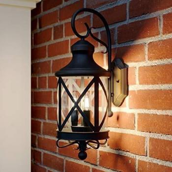 Aplique de exterior Lucande Marcellino, color rojo, lámpara de pared exterior en marrón, hecha de metal, 3 llamas E14, apta para lámparas LED