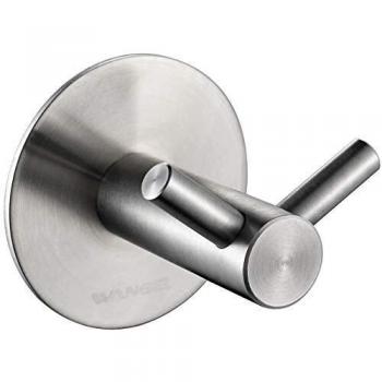 Wangel Adhesivo Fuerte Gancho Robe Sombrero Ropa Toalla Baño, Pegamento Patentado + Autoadhesivo 3M, Acero Inoxidable, Acabado Cepillado
