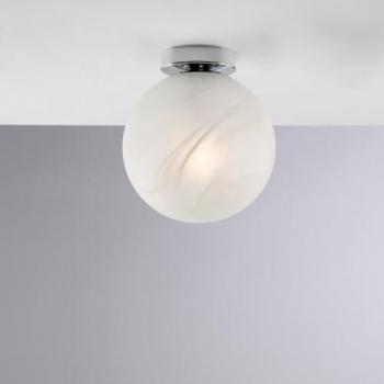 Lámpara de techo moderna Olaf Cromo 1 Luz E27 con diseño contemporáneo y esfera de vidrio blanco
