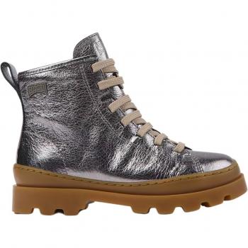 Camper Brutus Grey Leather Ankle Boots for Kids