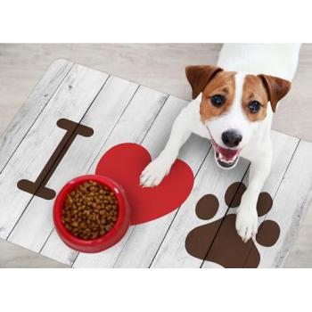 Alfombra de Vinilo Impermeable para Mascotas I Love 48x75 cm