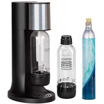 Levivo Máquina para hacer soda, set de iniciación con 2 botellas de soda de 1 l cada una y cilindro de CO2, negro