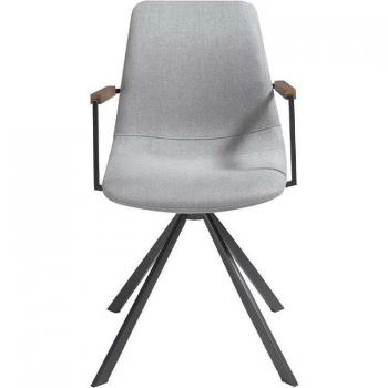 Silla giratoria ANGEL CERDÁ 4105C en tela gris con patas de acero negro, dimensiones 50 x 62 x 85 cm