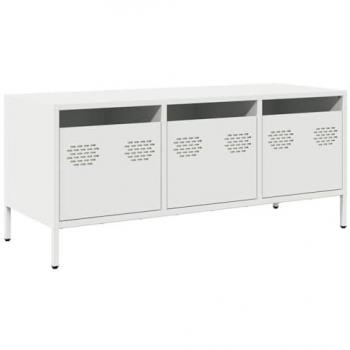 Mueble para TV de acero laminado en frío blanco 101,5x39x43,5 cm