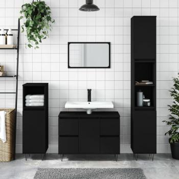 Mueble de baño negro 80x33x60 cm madera multicapa