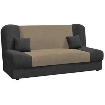 Sofá-cama Comfivo 124 con Caja de Ropa de Cama, Alova 36 y Alova 07, Dimensiones 195 x 86 x 87 cm
