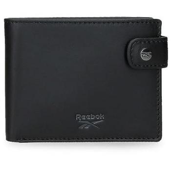 Reebok Cartera Horizontal Switch con Cierre de Click Negro 11x8,5x1 cms Piel
