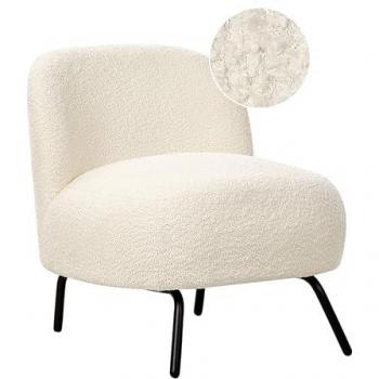 Sillón de Bouclé Retro Sin Reposabrazos Kumla Color Blanco Crema