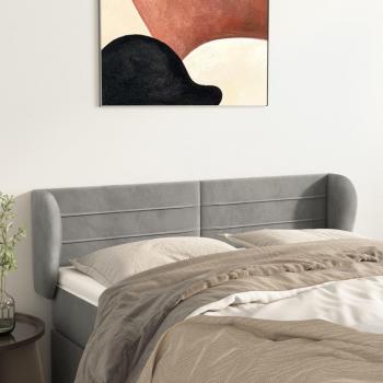 Cabecero de oreja gris claro 147x23x78/88 cm en terciopelo