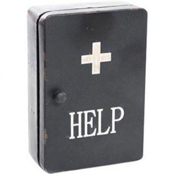 Pide X esa Boca GL-127855 - Botiquín de pared, diseño Help, metal, acabado envejecido, 25 x 13 x 35 cm