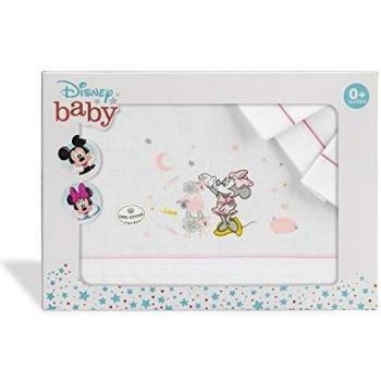 Interbaby MN003-12 Sábanas Cuna Disney Minnie Mouse Blanco y Rosa