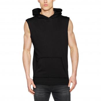 Urban Classics Open Edge Sleeveless Hoodie - Black - Men's S to XXL