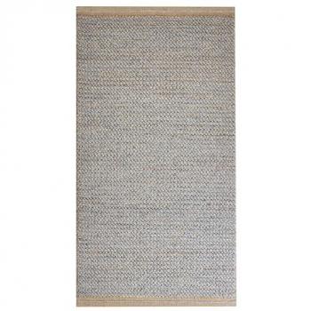 Alfombra de Lana Gris Marrón Claro 80 x 150 cm Hecha a Mano Pelo Rizado