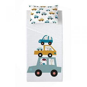 Juego de Sábanas Infantiles 100% Algodón Coches A Cama 105 cm Fabricado en España