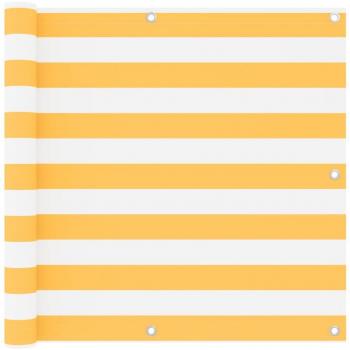 Toldo para balcón de tela oxford blanco y amarillo 90x400 cm