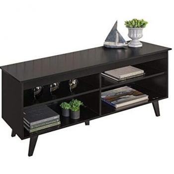Mueble de TV Madesa moderno con 4 estantes, para TVs de hasta 55 pulgadas, 136 x 38 x 58 cm, color negro