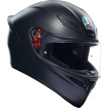Casco Integral AGV K1 S E2206 Negro Mate con Alerón Aerodinámico, Ventilaciones y Visera Resistente a Arañazos, Campo de Visión de 190°, Intercomunicador - Talla