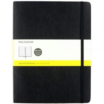 Moleskine Cuaderno Clásico con Hojas Cuadriculadas, Tapa Blanda y Cierre Elástico, Color Negro, Tamaño Extra Grande 19 x 25 cm, 192 Hojas