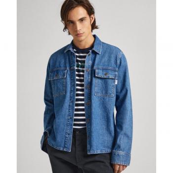 Camisa Brighton azul Pepe Jeans para hombre - Sobrecamisa vaquera relaxed fit de color azul