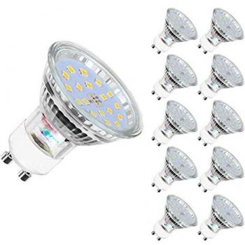 Bombilla LED GU10, 5 W equivalente a 60 W Halógena, blanco cálido 2700K 600LM, 120 ° ángulo de haz, Ultra Brillante LED Bombillas, paquete de 10