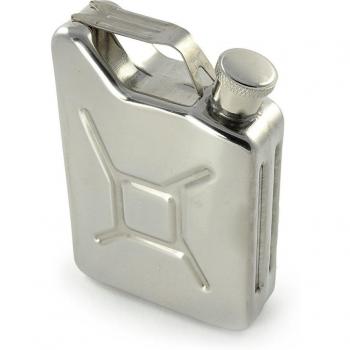 Petaca - Diseño Bidón, con rosca, 5 oz, acero inoxidable, Acero inoxidable petacas, funda, bolsa botella, dispositivos portátiles de chupito, para Whiskey, vodka, Gin, Chupito, weinbrandt uvm., color: plata - Marca Ganzoo