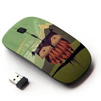 KawaiiMouse [ Ratón óptico 2.4G inalámbrico ] Man Owl Art Cartoon Vinaigrette