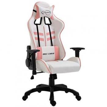 vidaXL Silla Gaming de Escritorio PU Asientos Mobiliario Oficina Consolas Video Juegos Casa Hogar Sala Estar Dormitorio Habitación Sofá Sillón Rosa