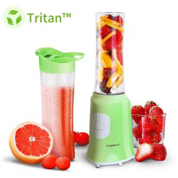 Aigostar Summer 30IWW - Batidora de vaso portátil para smoothies, batidos y picar frutas, 350W. Incluye 2 vasos de Tritan de 600 ml y 2 tapas. Color verde. Libre de BPA. Diseño exclusivo.
