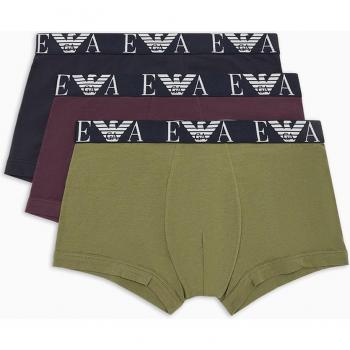 Emporio Armani 3 Pack Trunks - Olive/Marine/Black - Male - Size: S