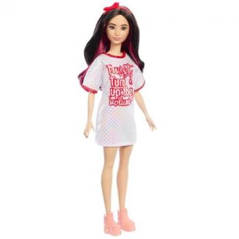 Barbie Fashionista Muñeca con Vestido Rojo de Malla y Accesorios, 65 Aniversario