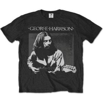 George Harrison Live Portrait Short Sleeve T-Shirt in Charcoal Grey, Size Small